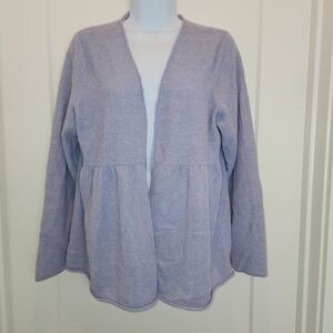 Eileen‎ Fisher Periwinkle Italian Wool Peplum Cardigan Sweater XL Luxury Coastal